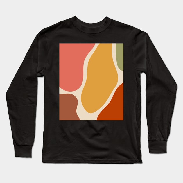 Minimal Modern  Abstract Shapes Pink and Orange Stone Pattern Long Sleeve T-Shirt by zedonee